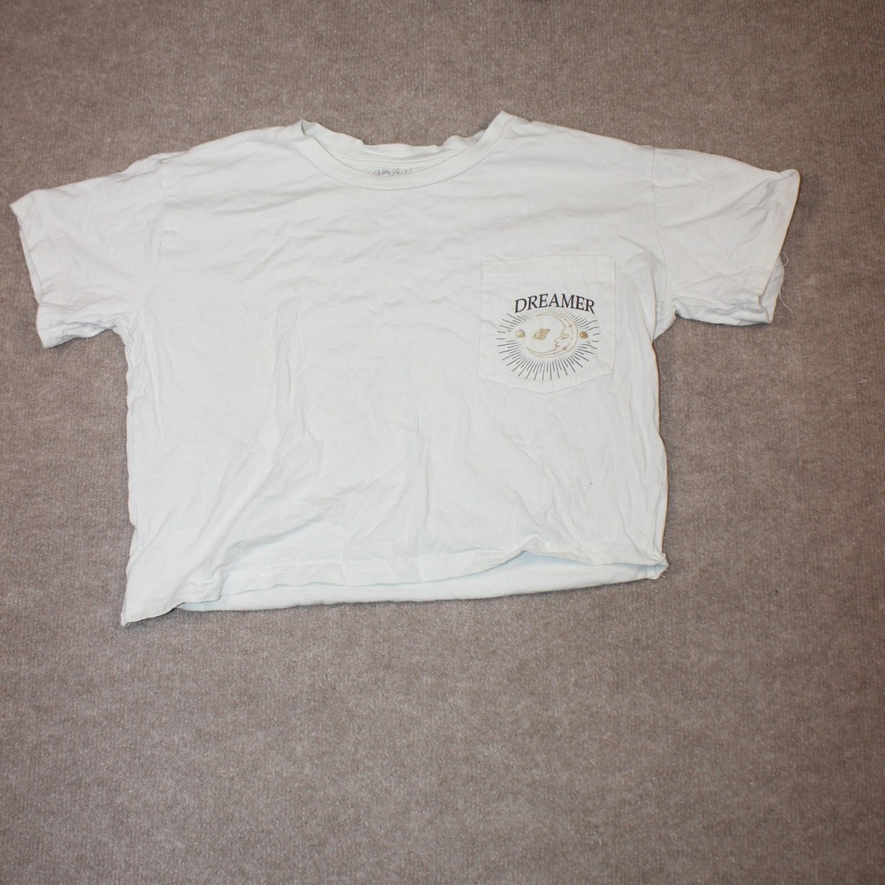 Vivre La Vie Dreamer Celestial Moon Graphic Pocket T-Shirt White XS Cotton